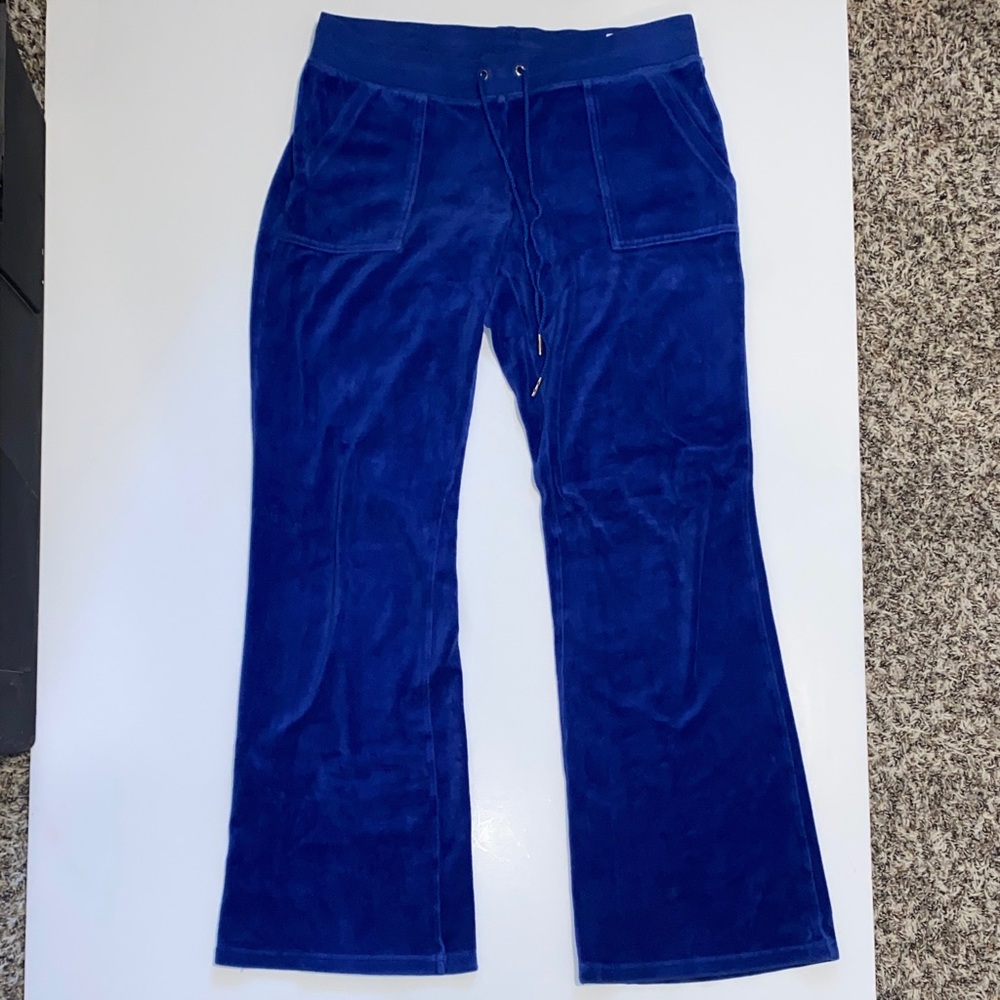 Juicy Couture Royal Blue Velour Flared Track Pants